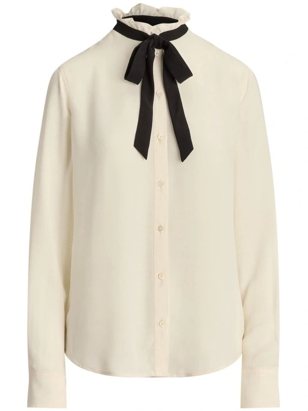Ralph Lauren Classic Fit Georgette Tie - Neck Shirt. Size Small.